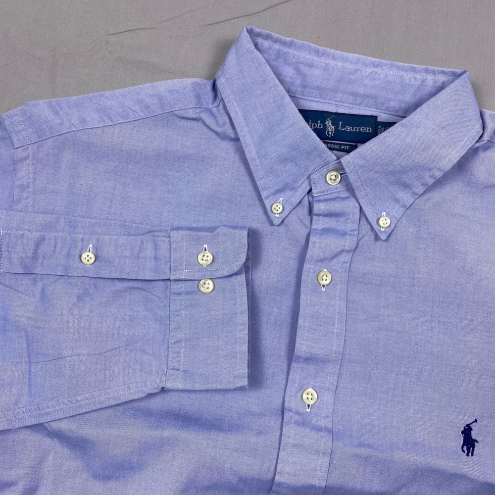 Ralph Lauren Classic Fit Oxford‎ Shirt Men 17.5 36/37 Blue Button Down Pony